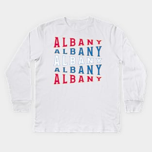 TEXT ART USA ALBANY Kids Long Sleeve T-Shirt